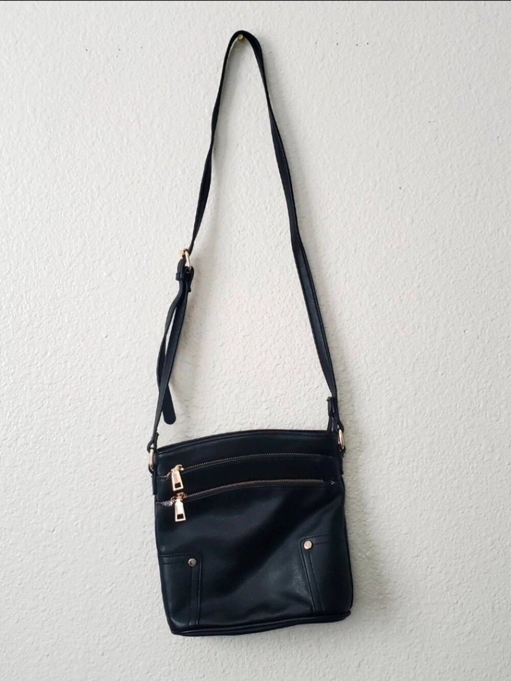 No Brand Black Fake Leather Multi Pocket Purse